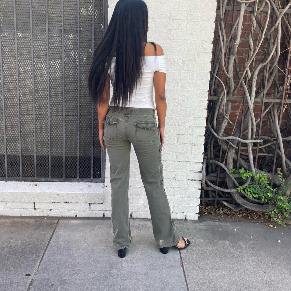 Y2k ellemeno green low waist cargo pants / sz 26 / 31x32 - Picture 5 of 7
